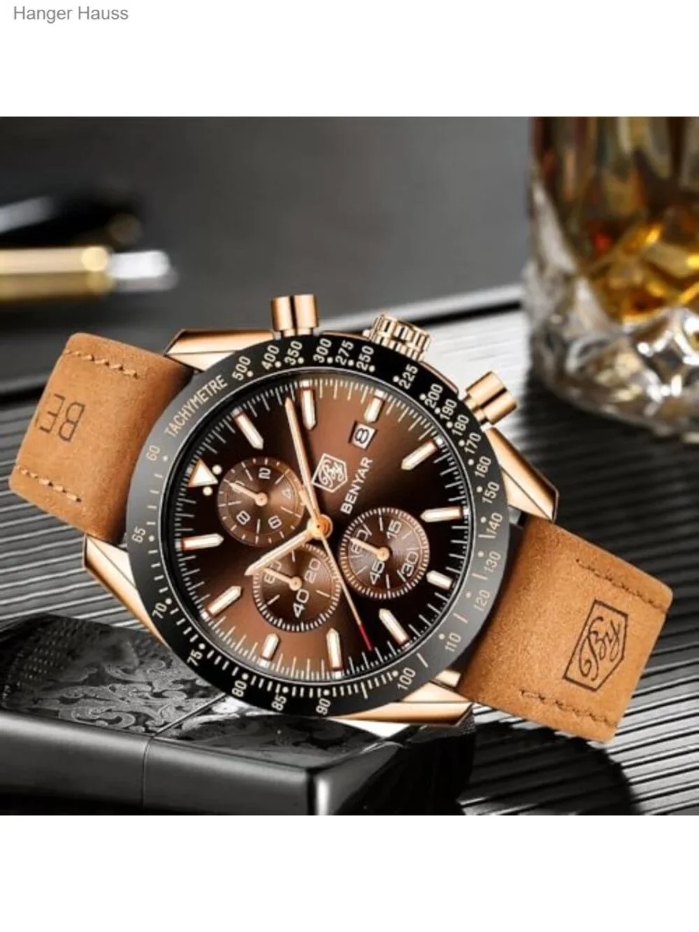Men's Analog Quartz Chronograph Waterproof Luminous Wrist Watch with Silicone
